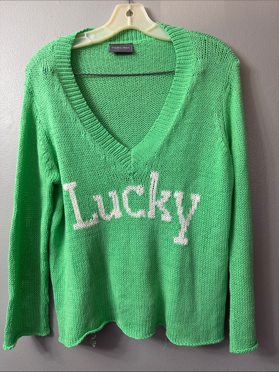 Wooden Ships Sweaters - Wooden Ships Bright Green Open Knit Cardigan xs